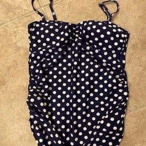 Spencer Blue w/white polkadot maternity swim top-M